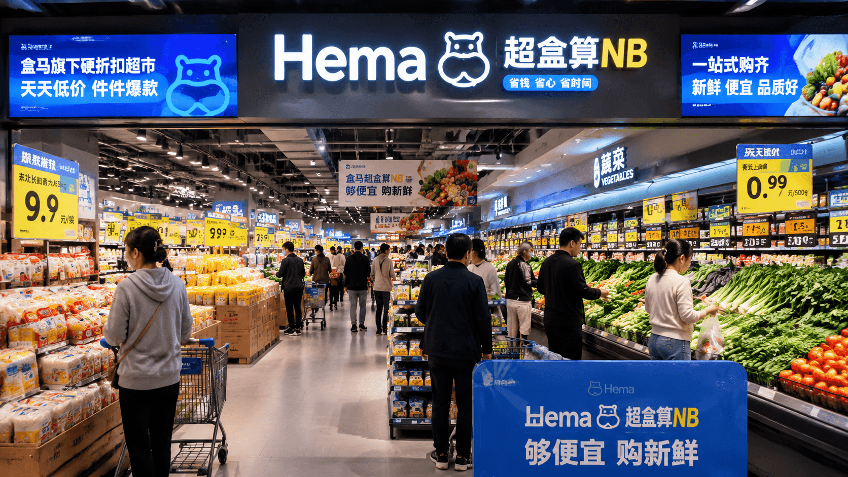 Hema SuperheSuan NB Enters Beijing as Alibaba and Meituan Clash in Hard Discount Retail Race