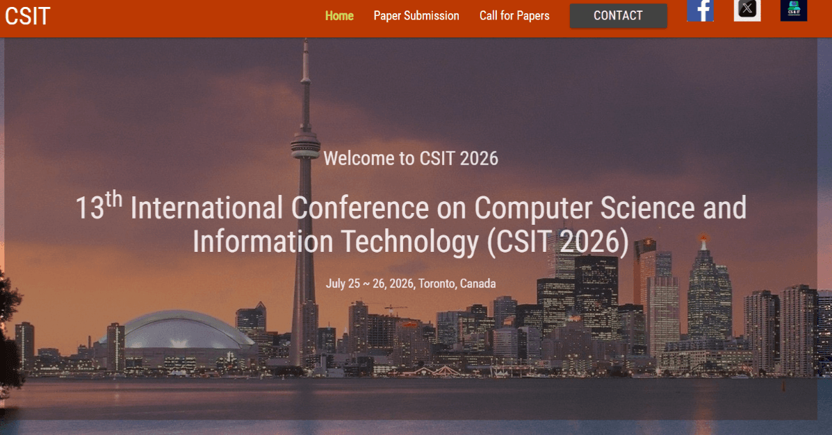 13th International Conference on Computer Science and Information Technology (CSIT 2026)