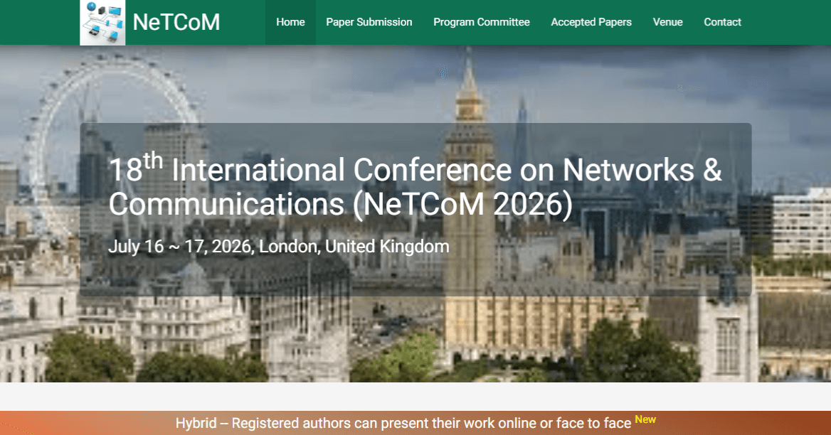 18th International Conference on Networks & Communications (NeTCoM 2026)
