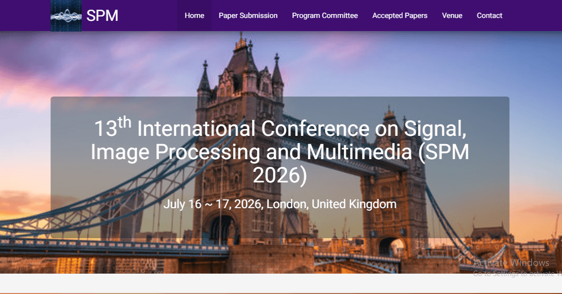 13th International Conference on Signal, Image Processing and Multimedia (SPM 2026)