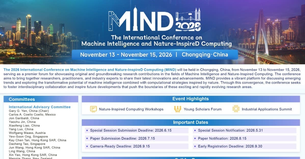 2026 International Conference on Machine Intelligence and Nature-InspireD Computing (MIND) 