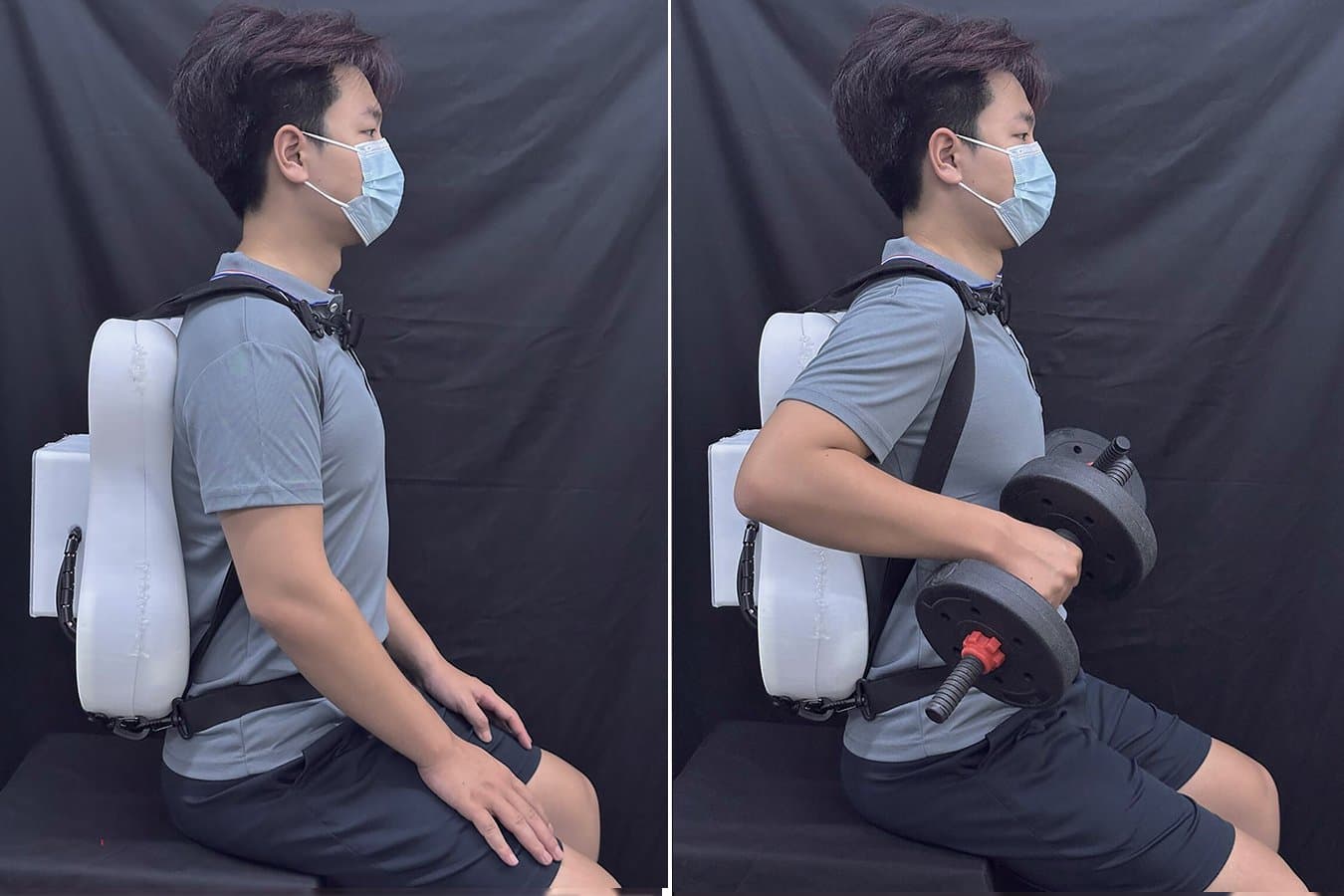 Backpack massages muscles when it detects they’re fatigued