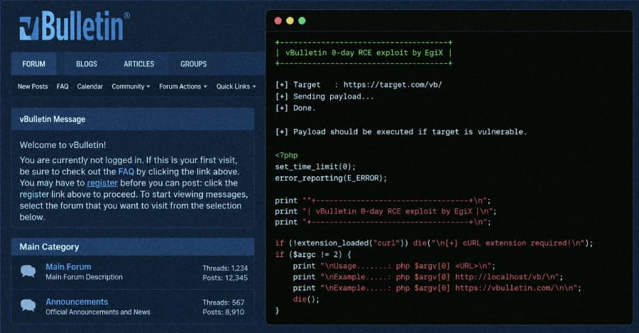 Public Exploit Released for Patched vBulletin Pre-Auth Code Execution Flaw