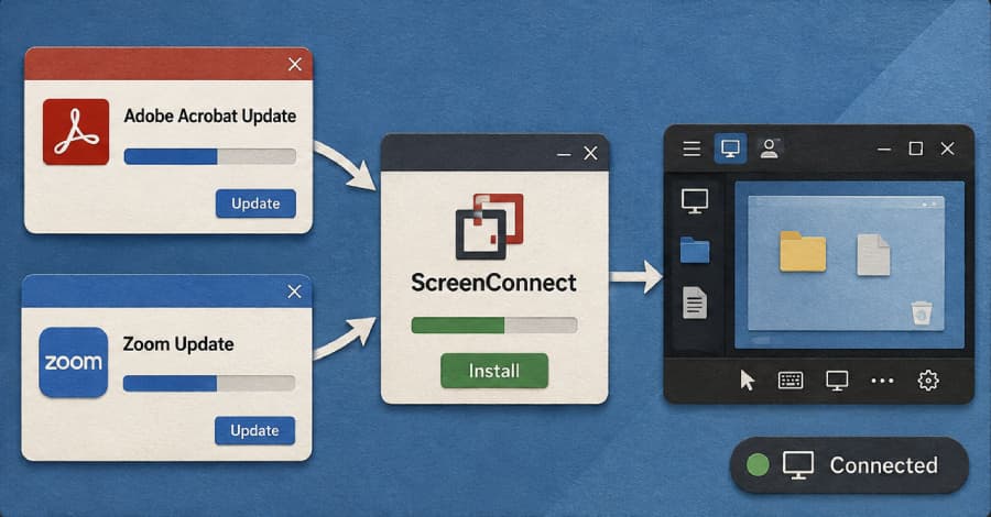 Fake Adobe and Zoom Updates Install ScreenConnect for Persistent Remote Access
