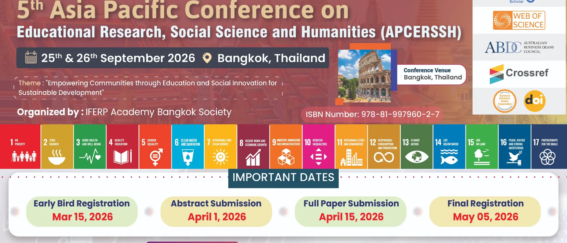 5th Asia Pacific Conference on Educational Research, Social Science and Humanities (APCERSSH)