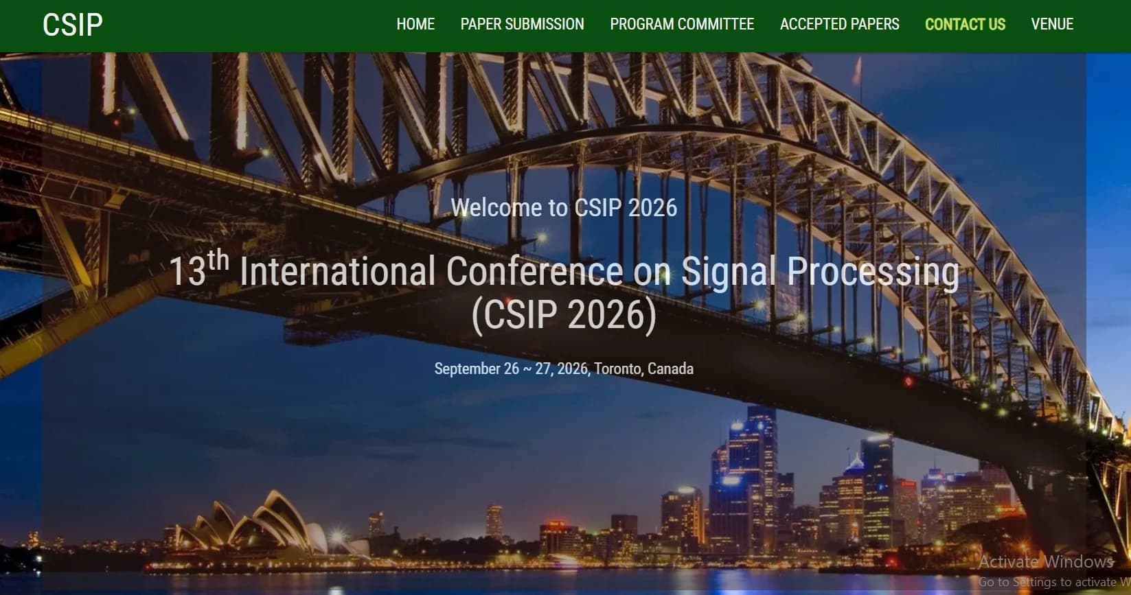 13th International Conference on Signal Processing (CSIP 2026) logo