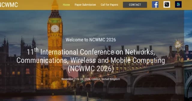 11th International Conference on Networks, Communications, Wireless and Mobile Computing (NCWMC 2026) logo