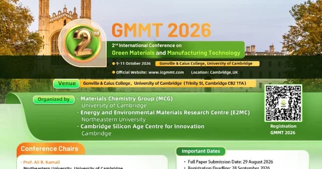 2026 2nd International Conference on Green Materials and Manufacturing Technology(GMMT 2026)