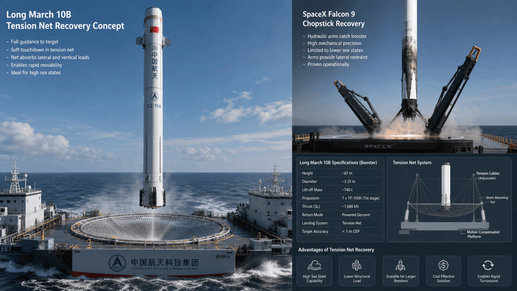 Not Copying the Chopstick: China Original Net Recovery Path for Reusable Rockets