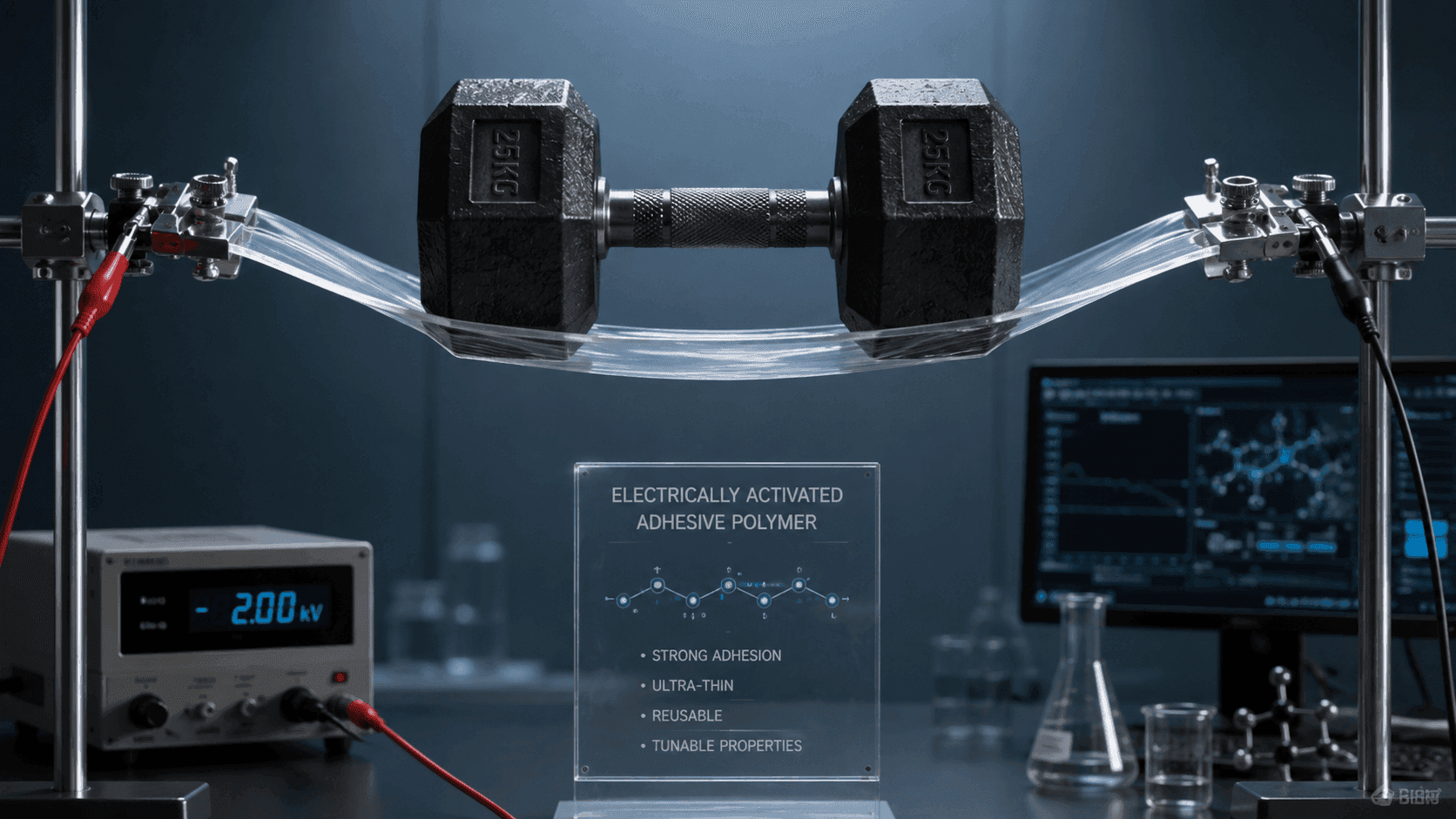 Paper-Thin Smart Material Adhesion Increased 400x: NPU Discovers Electric-Activated Grip Holding 10-Pound Dumbbells