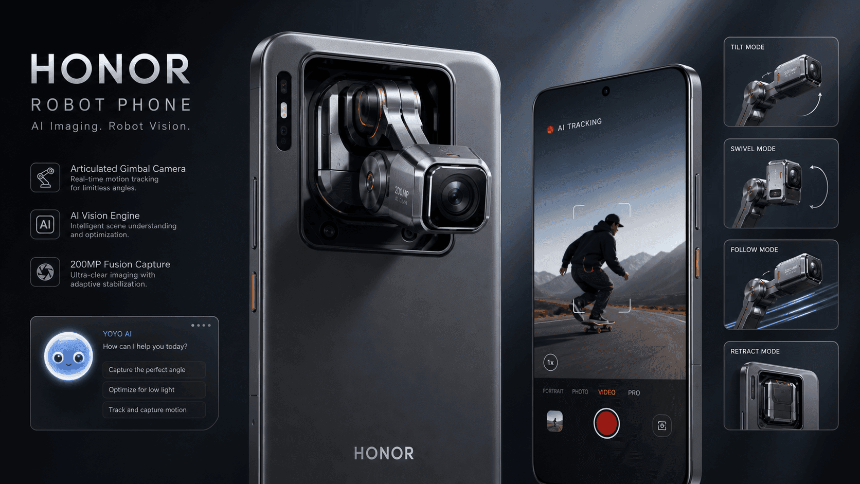 World First Robot Phone Dances at WAIC: Honor Robot Phone Debuts With 4DoF Mechanical Gimbal and Proactive AI That Moves