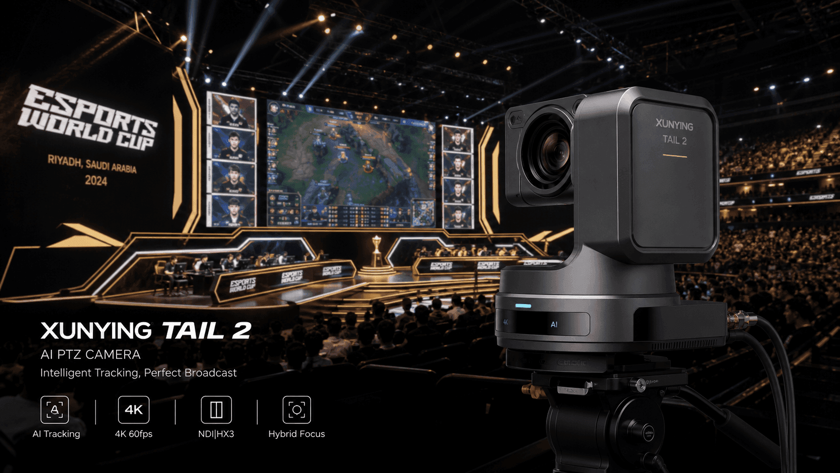 How Chinese Intelligent Imaging Brand Xunying Made World-Class Esports Indispensable: 500 Tail 2 AI Cameras at EWC Paris, AI Tracking and PTZR Gimbal Replacing 16-Person Camera Teams