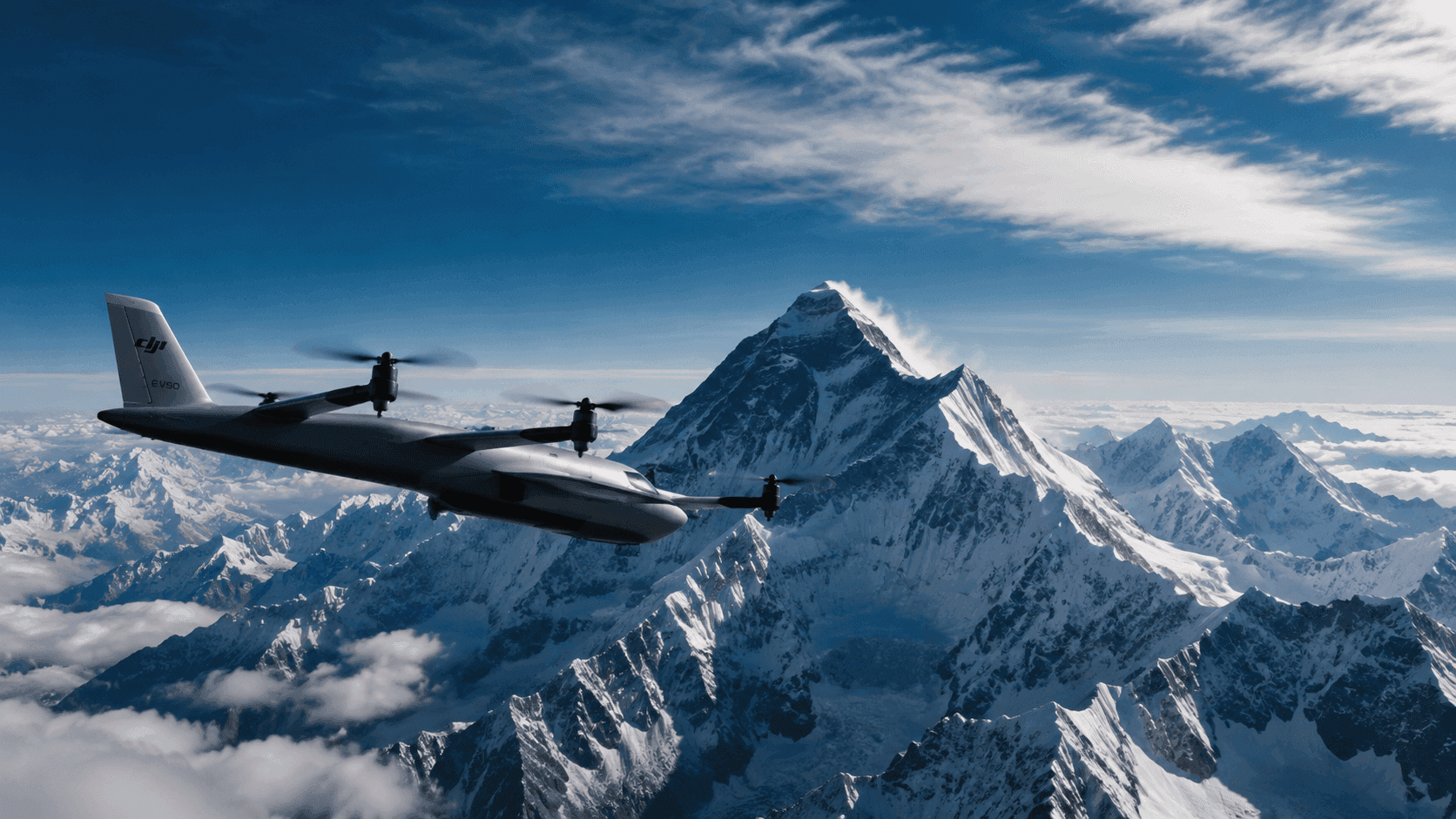 DJI Unreleased EV50 VTOL Cargo Drone Flies Above Everest, Unlocking 100km Low-Altitude Logistics