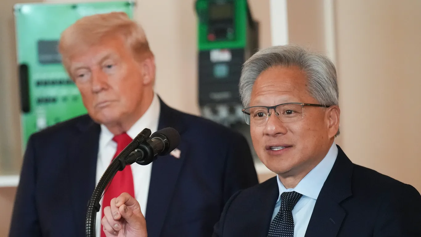 Trump and Jensen Huang unite against AI doomers in surprise on-stage call