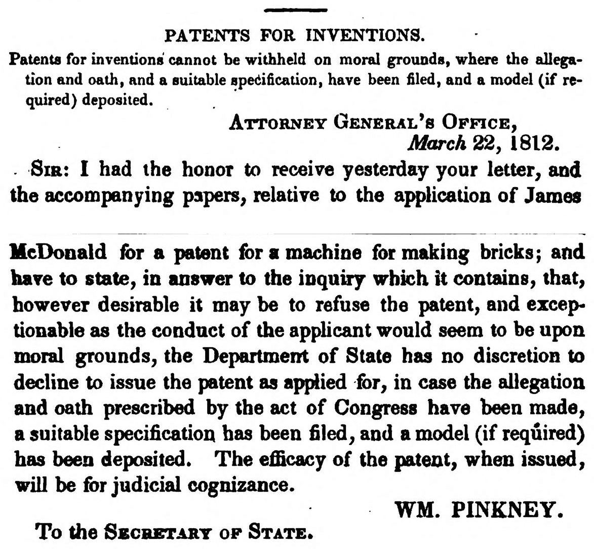 Before Lowell: The Patent System’s Early Rejection of Moral Judgment