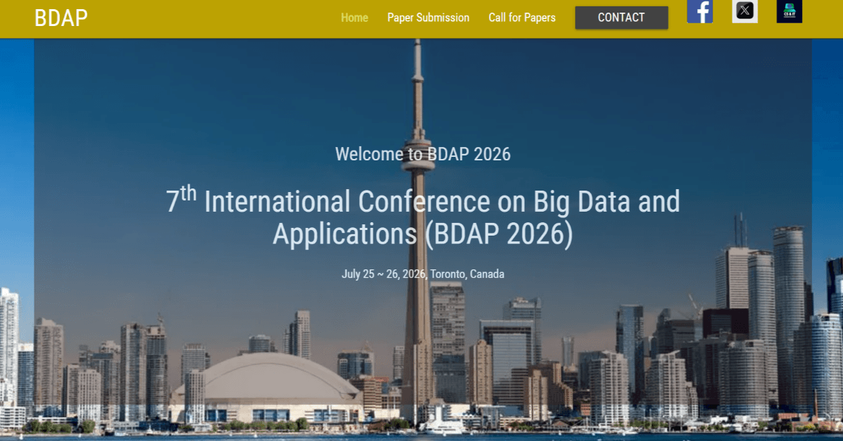 7th International Conference on Big Data and Applications (BDAP 2026)