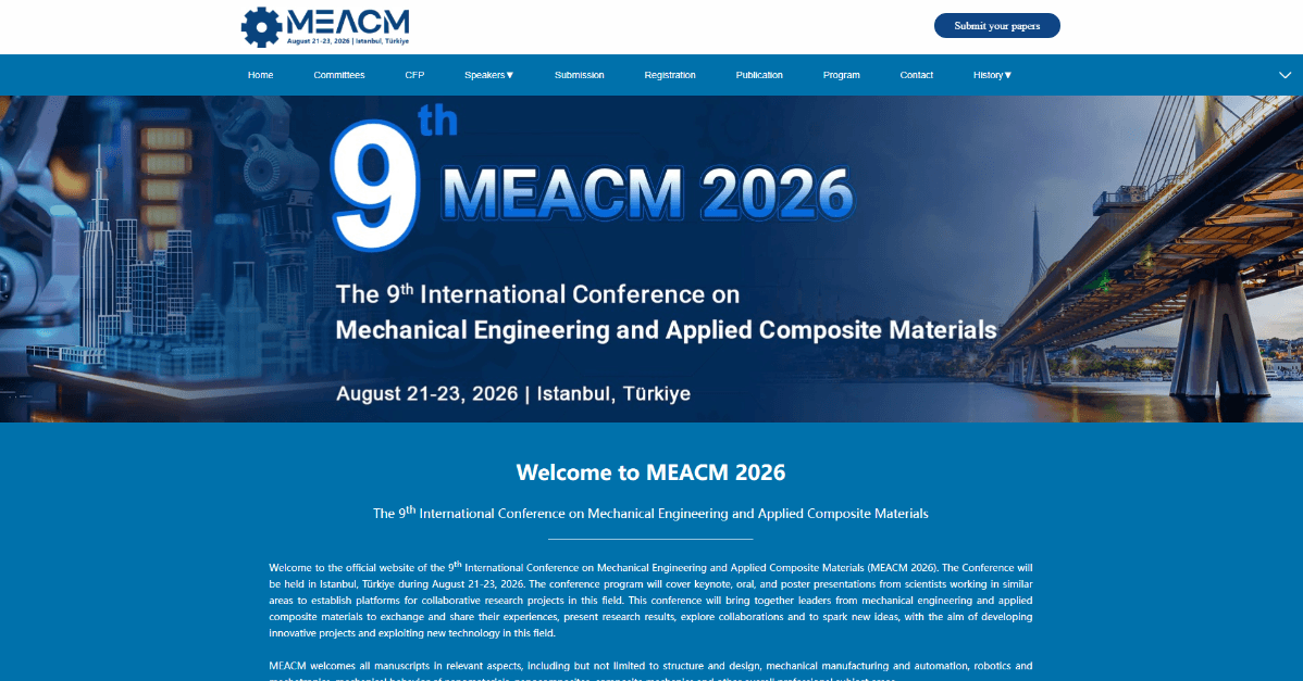 The 9th International Conference on Mechanical Engineering and Applied Composite Materials(MEACM 2026 logo