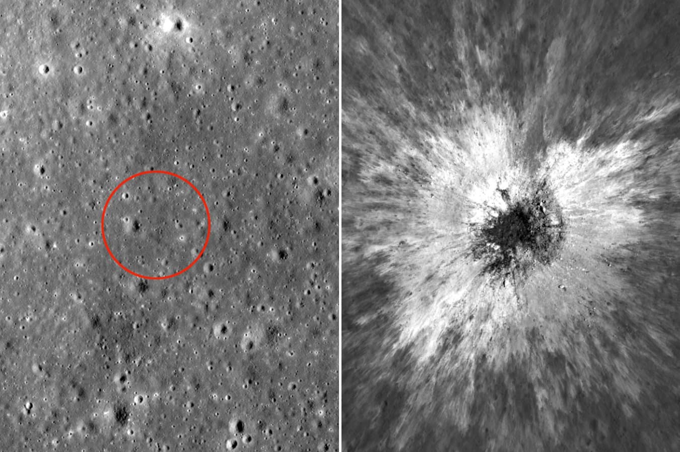Asteroid hit the moon and flung rocks 120 kilometres from the crater